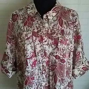 Just My Size 100% Cotton Button Down Blouse
